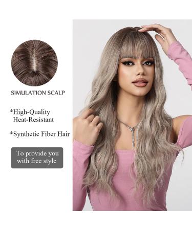 Ofei Long Ombre Ash Blonde Wig - Natural Wavy Synthetic Hair Heat-Resistant for Daily & Party Cosplay - Best Quality Wigs for Women - Buy Online on GoSupps.com