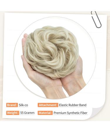 Silk-Co Hair Part with Rubber Band - Wavy Soft Dutt & Thickening Hair Extensions | 55g Blonde Ombre Messy Bun Updos - Buy Online on GoSupps.com