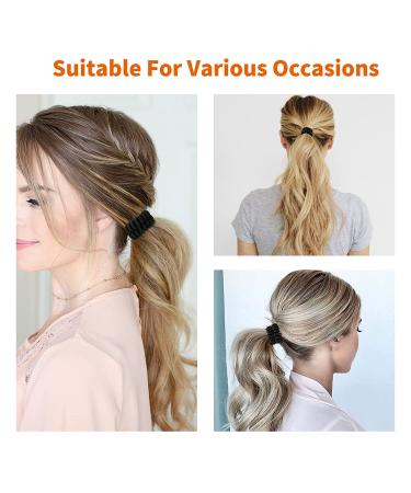 Spiral Hair Ties 12 Pcs - Cloth Black Ponytail Holders for Thick Hair - No Crease Phone Cord Ties for Women - 4.5CM - Buy Online on GoSupps.com