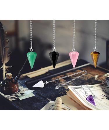 Xiannvxi 6pcs Crystal Pendulum Set - Amethyst Rose Quartz Obsidian & More | Reiki Accessories & Spiritual Gifts - Buy Online on GoSupps.com