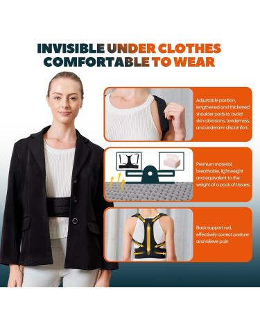 Posture Corrector for Men & Women | Adjustable Back Brace for Pain Relief - Improve Neck & Back Health - Buy Online on GoSupps.com
