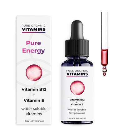 Pure Energy - Gouttes de vitamine B12 avec vitamine E - Approvisionnement pour 50 jours - 10 000% VNR par dose - Formule contournant l'intestin pour meilleure absorption- Ajouter 4 gouttes boisson