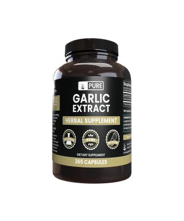 Pure Original Ingredients Garlic Extract (365 Capsules) No Magnesium Or Rice Fillers Always Pure Lab Verified 365 Count (Pack of 1)