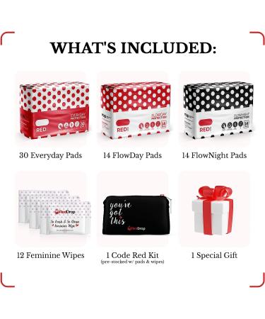 RedDrop 72 PC Period Kit for Tweens - Comfort Fit Feminine Pads & Discreet Bag - First Period Kit for Girls 10-12 - Buy Online on GoSupps.com