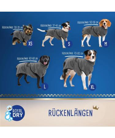 Royal Dry Bathrobe Dog - XL Microfiber Bathrobe for Dogs - Grey - Back Length 70-80 cm - Luxury Dog Apparel - Buy Online on GoSupps.com