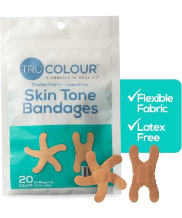 Tru Colour Knuckle & Fingertip Bandages | Flexible Fabric Beige Skin Tone 20 Count - International Shipping Available - Buy Online on GoSupps.com