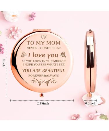 Rose Gold Compact Mirror: Unique Gifts for Mom - From Daughter/Son, Mothers Day, Birthday, Christmas, Valentines, Anniversary - I Love You Mom - Buy Online on GoSupps.com