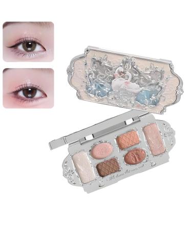 New Swan Ballet Eyeshadow, Swan Ballet Series 6 Color Eyeshadow Palette, Shimmer Matte Eyeshadow Palette. (white)