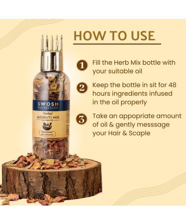 SWOSH Ayurvedic Herbs and Herbal Dry Jadibutti Mixture For Hair Oil Infusion 10 gram(0.35 oz) Bottle With Comb Applicator - Buy Online on GoSupps.com