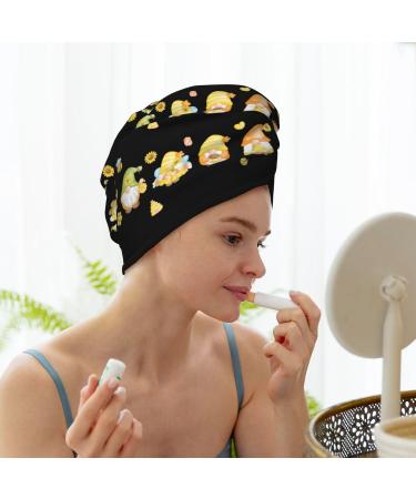 Bee Happy Sunflower Gnomes Microfiber Hair Towel - Soft Super Absorbent Coral Velvet Wrap for Long Curly & Thick Hair - Buy Online on GoSupps.com