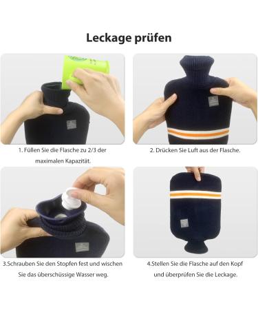 OliviaLiving 2L Hot Water Bottle Classic Striped - Reusable Hot Cold Pack for Pain Relief - Buy Online on GoSupps.com