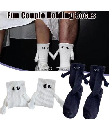 2 Pairs Funny Magnetic Suction Couple Holding Hands Socks - 3D Doll Design | Mid-Tube Socks for Couples - Buy Online on GoSupps.com