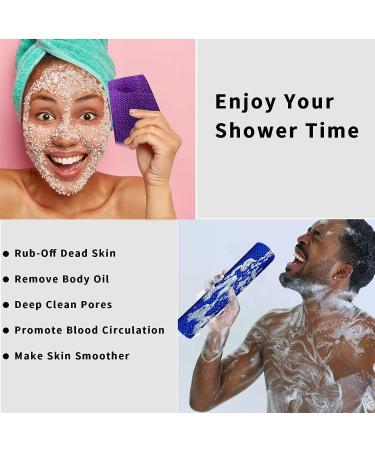 African Exfoliating Net Sponge Set - 4PCS Bath & Body Scrubber for Daily Exfoliation - Long Nylon Shower Sponge in Blue, Black, Yellow & Purple - Buy Online on GoSupps.com