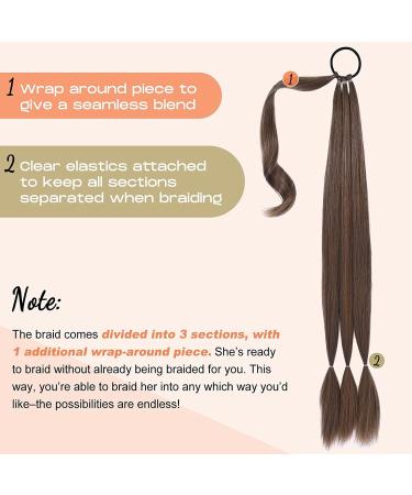 Braid Ponytail Extensions Ponytail Extension with Hair Scrunchie Synthetic Hair Braids Hair Extensions for Braiding Long Ponytail Blonde Hairpiece for Women 34 Inches / 86 cm 180 g 091G Ash dark blonde with highlights 85CM - Buy Online on GoSupps.com