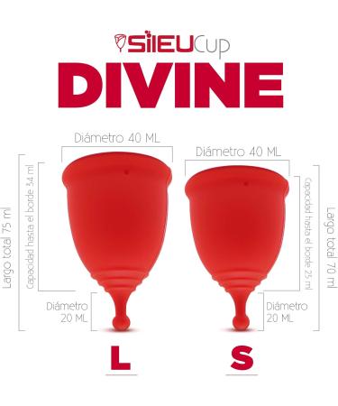 Sileu Menstrual Cup Divine | Size L Red - 12 Hours Leak-Proof Protection | Medical Silicone for Sensitive Skin & Cramps Relief - Buy Internationally - Buy Online on GoSupps.com