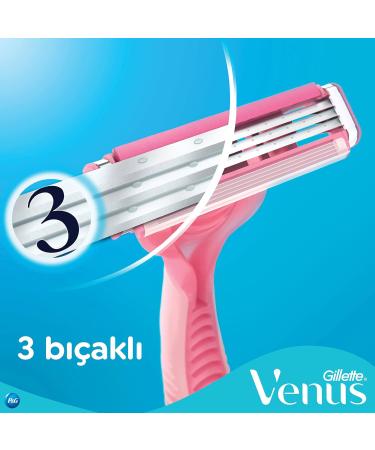 Simply Venus 3 Blade Disposable Razors with Moisture Rich Strip 4 Count (1 Pack) - Buy Online on GoSupps.com