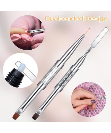 2PCS Dual-Ended Nail Art Brush Set | Professional Builder Gel & French Tip Brushes | Rhinestone Handle for Stunning Nail Designs - Buy Online on GoSupps.com