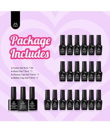 Beetles Gel Nail Polish Set - 20 Colors Alluring Sweetie Collection with Base, Glossy & Matte Top Coat - Nude, Pink, Purple, Glitter, Red Manicure Kit - Buy Online on GoSupps.com