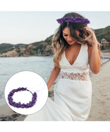 minkissy Flower Headband Lavender Flower Garland Lavender Headband Flower Crown Lavender Headpiece for Beach Vacation (Light Purple) - Buy Online on GoSupps.com