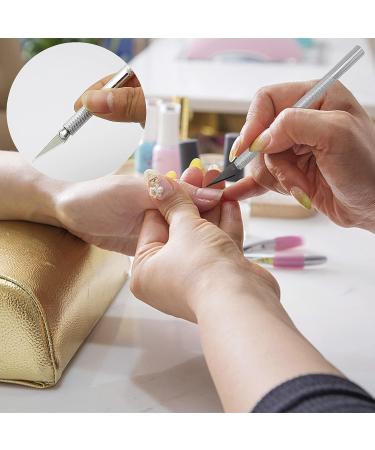 Stainless Steel French Nail Cutter Set with 5 Spare Blades for Acrylic Nails - Manicure Edge Trimmer Tool for Perfect Smile Line, Easy French Tip Cutting - Buy Online on GoSupps.com