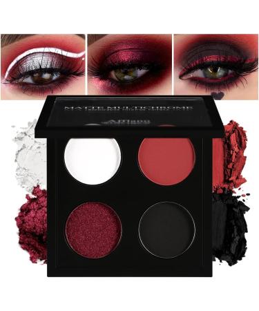  Afflano Gothic Red Eyeshadow Palette Matte Red Black and White Eyeshadow Ultra-Pigmented Chrome Glitter Red Eyeshadow Intensely Black Smokey Palette for Halloween Makeup - Buy Online on GoSupps.com