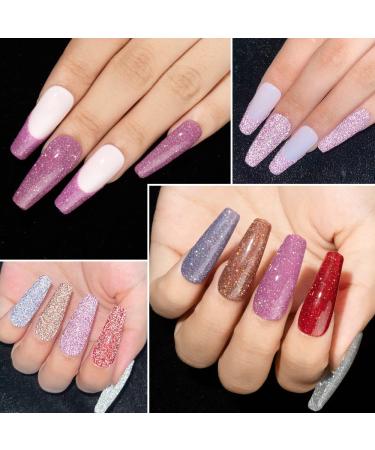Reflective Glitter Gel Polish Set - Holographic Sparkly Nail Polish - UV LED Soak Off Gel in 6 Colors - Buy Online on GoSupps.com