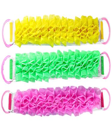 Bath Sponge Back Scrubber Loofah Towel Double-Sided Shower Loofah Sponge Exfoliating Bath Scrubber Long Shower Washcloth with Handle for Shower Bath Spa Body Wash(3 Pack Back Scrubber)