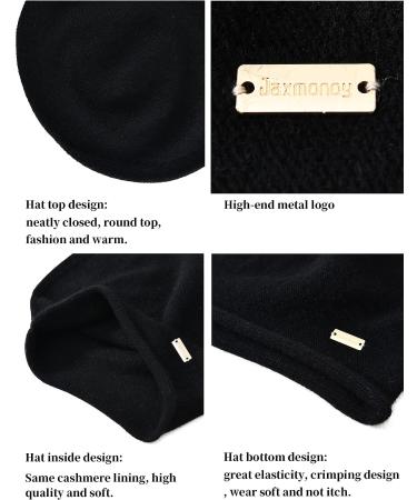 Jaxmonoy Cashmere Slouchy Knit Beanie Hat for Women - Winter Soft Warm Black Skull Cap - Buy Online on GoSupps.com