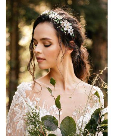 SWEETV Gold Flower Bridal Headband Tiara | Crystal Wedding Headpiece for Bride - Buy Online on GoSupps.com