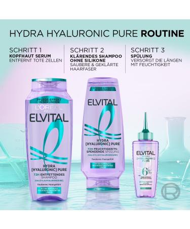  L'Oreal Paris L'Or al Paris Elvital Hydra Hyaluronic Pure Kit: shampoo 300 ml conditioner 250 ml and serum 102 ml for healthy hair - Buy Online on GoSupps.com