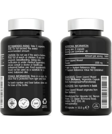 Green Lipped Mussel for Humans & Dogs - New Zealand Green Lipped Mussel Capsules 1000mg - High Strength Joint & Mobility Supplement with Omega 3-100% Pure Powder - 90 Tablets - Made in The UK - Buy Online on GoSupps.com