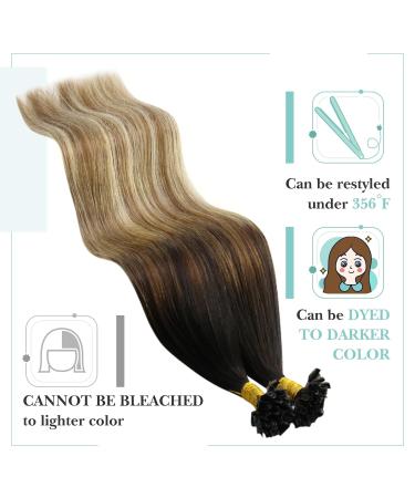 Youngsee 40cm Real Hair U Tip Extensions - Balayage Brown & Blonde Bonding - 50g Keratin U Tip Hair Extensions #2/6/24 - Buy Online on GoSupps.com