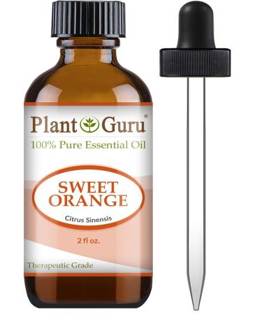 Sweet Orange Essential Oil 2 oz 100% Pure Undiluted Therapeutic Grade Citrus Sinensis Cold Pressed from Fresh Orange Peel Great for Aromatherapy Diffuser Relaxation and Calming Natural Cleaner.