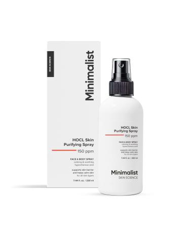Minimalist Hypochlorous Acid Face & Body Spray for Acne Eczema & Redness Relief | Soothes & Purifies Skin Post-Workout | Antimicrobial Reduces Irritation | Gentle HOCl Formula for All | 7.44 fl oz