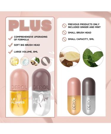 2 PCs Lip Plumper Set - Natural Makeup Lip Gloss & Serum for Fuller Hydrated Lips | Derol Lip Plumper - Buy Online on GoSupps.com