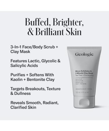 Geologie Micro Exfoliator & 3 Minute Clay Mask | Tea Tree + Eucalyptus | 4 fl oz - Buy Online on GoSupps.com