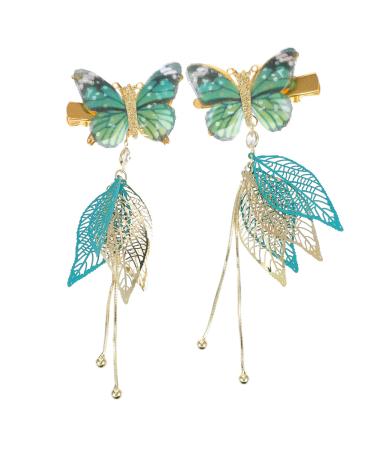 DOITOOL 1 Pair Tulle Butterfly Hair Clip Hair Barrettes Hair Pin Hair Claw Clips for Women Snap Barrettes for Women Butterfly Hair Accessories Classic Tassel Barrette Pair Clip