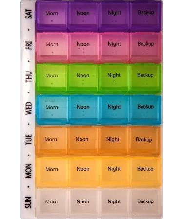 PuTwo Pill Box 7 Days 28 Compartments Pill Organisers Pill Box Large Capacity Medicine Organiser for Vitamin Fish Oil Supplements Medication - Multicolour