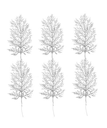 Artibetter 6pcs Gold Powder Leaf Christmas Floral Stems Glitter Berries Stem Christmas Flower Arrangement Faux Silver 40x18cm