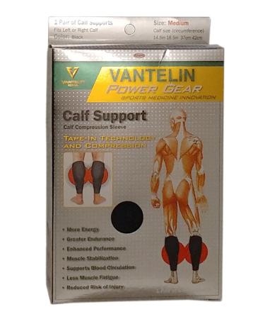 Vantelin Calf Support - Calf & Shin Splint Compression Sleeve for Pain & Fatigue Relief Black 1 Pair Japan (Medium(14.5-16.5"))