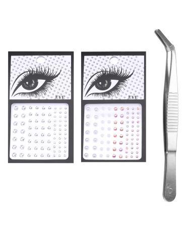 Besteel Face Gems Face jewels Stick on Eye Jewels Face Rhinestones for Makeup Eye Body Nail Face Gems Rhinestone Stickers for Women 2-CZ & Pearl