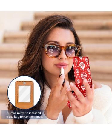 Travel Lipstick Organizer Case | Portable Makeup Bag with Mirror | Christmas Pattern Makeup Storage - Buy Online on GoSupps.com
