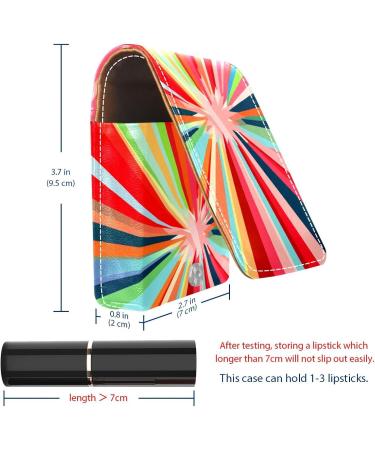 Travel Lipstick Organizer Case | Portable Makeup Bag with Mirror | Colorful Stripes Rainbow Swirls - Buy Online on GoSupps.com