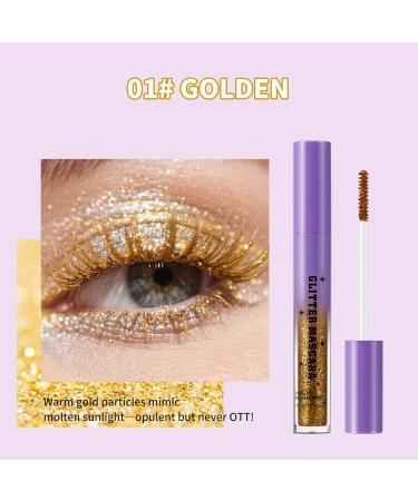  Holdes Glitter Mascara Waterproof Mascara Lengthens and Curls Eyelashes Makeup for Evening Wedding Stage - Buy Online on GoSupps.com
