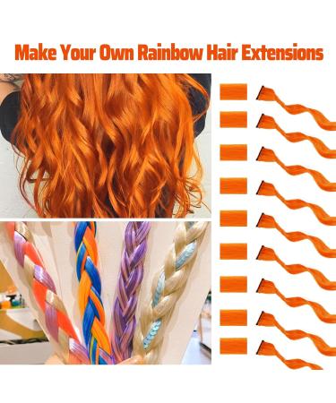 Orange Clip-In Hair Extensions - 17 Colorful Curly Wavy Highlights for Girls & Women - 12 PCS Party Hair Accessories - Buy Online on GoSupps.com