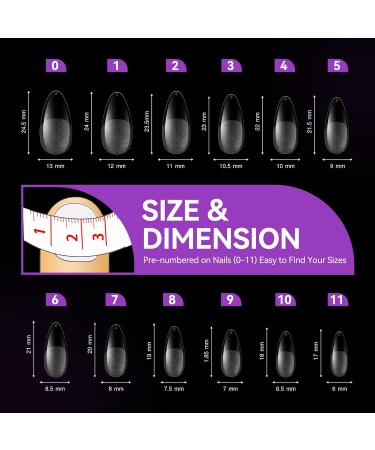 Gelike ec Medium Almond Nail Tips - 120PCS Full Cover Soft Gel X Nails for Extensions | Pre Etched PMMA Resin False Nails | Strong Press On Nails | 12 Sizes MEDIUM ALMOND - Buy Online on GoSupps.com