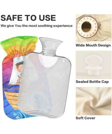 Naanle Watercolor Hot Water Bottle with Cover - 1L Transparent for Bed Hand & Feet Pain Relief | Heat & Cold Therapy - Buy Online on GoSupps.com