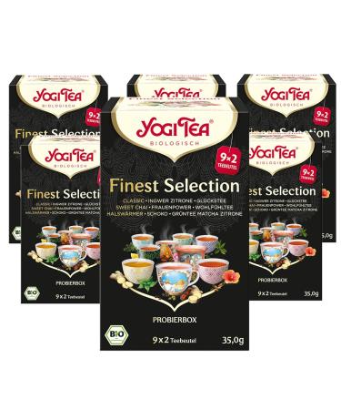 Yogi Tea Finest Selection - 9 Tea species: Classic Ginger -Zitron Gl ckstee Sweet Chai Women Power Wohlen Feeling Tea Halswarmer Chocolate and Green Tee Matcha Lemon 6x18 bags - Buy Online on GoSupps.com