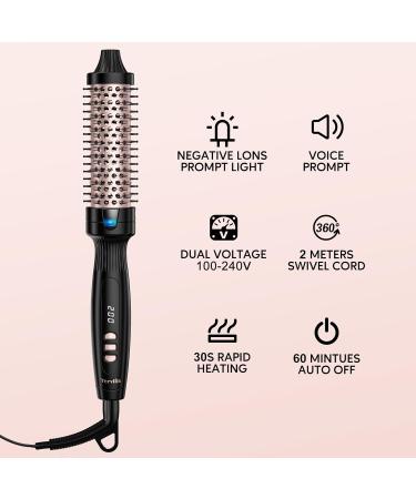 Terviiix 32MM Ceramic Tourmaline Ionic Curling Brush - Volumizing Hot Brush for Root Volume & Loose Curls - 5 Temperatures - Digital Display - Dual Voltage - Black - Buy Online on GoSupps.com
