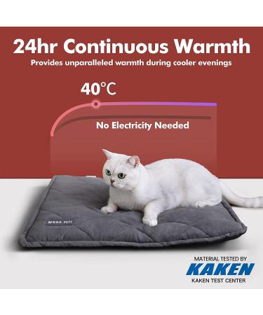 Ultra Warm Self Heating Cat Bed with Removable Cover | Large 36x24 In | Grey | Indoor/Outdoor Use for Cats and Dogs - Buy Online on GoSupps.com